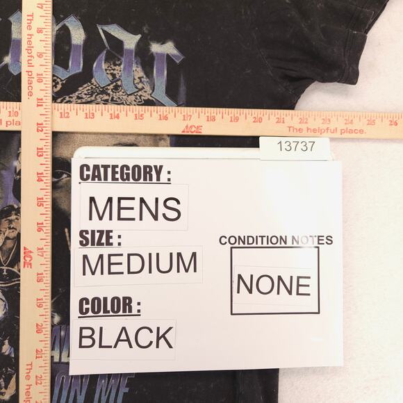 2Pac Tupac All Eyez on Me Rap Short Sleeve T Shirt Mens Size Medium M Black - Picture 7 of 9